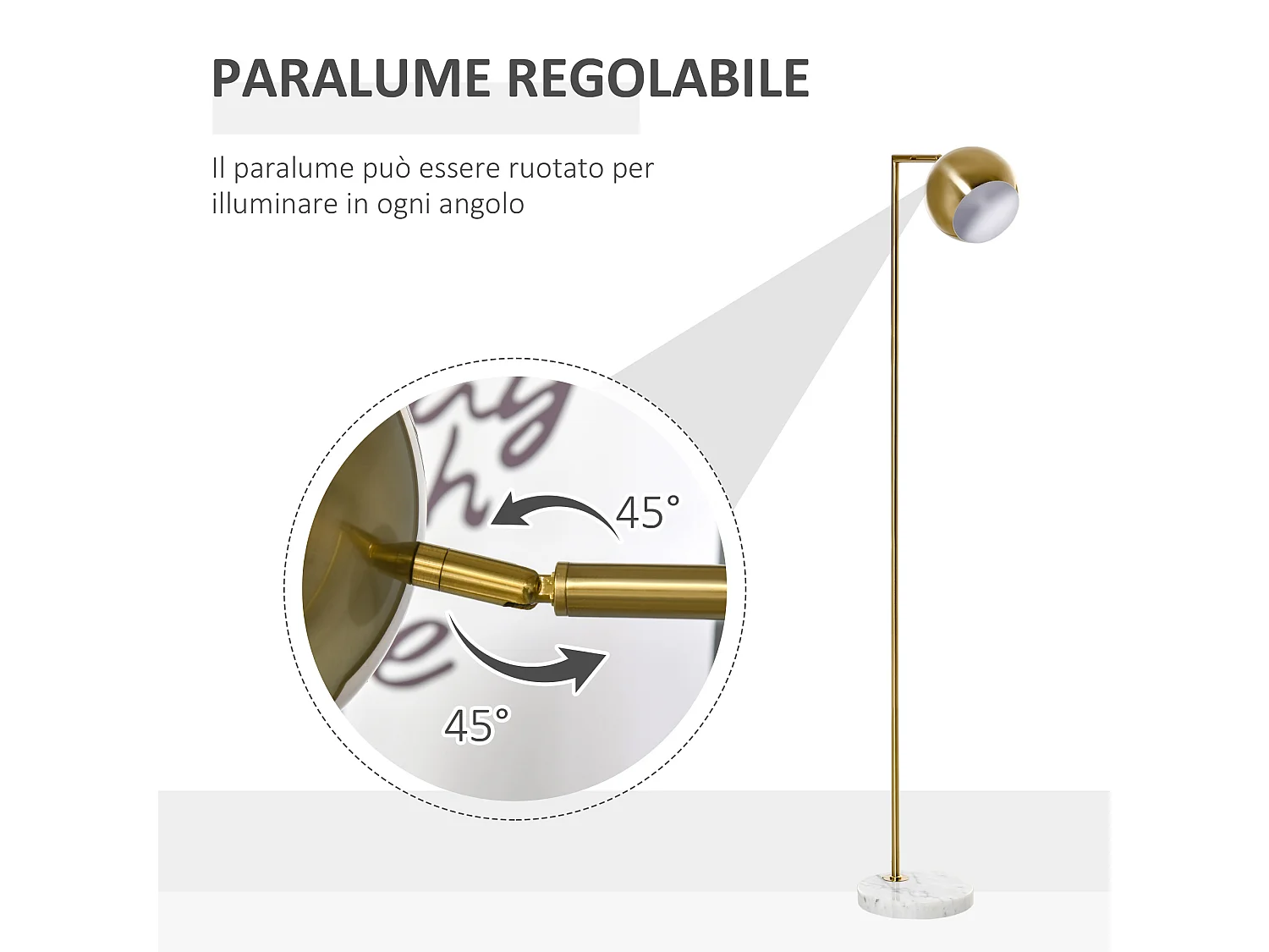 Lampada da terra moderna paralume regolabile vintage e27 40w