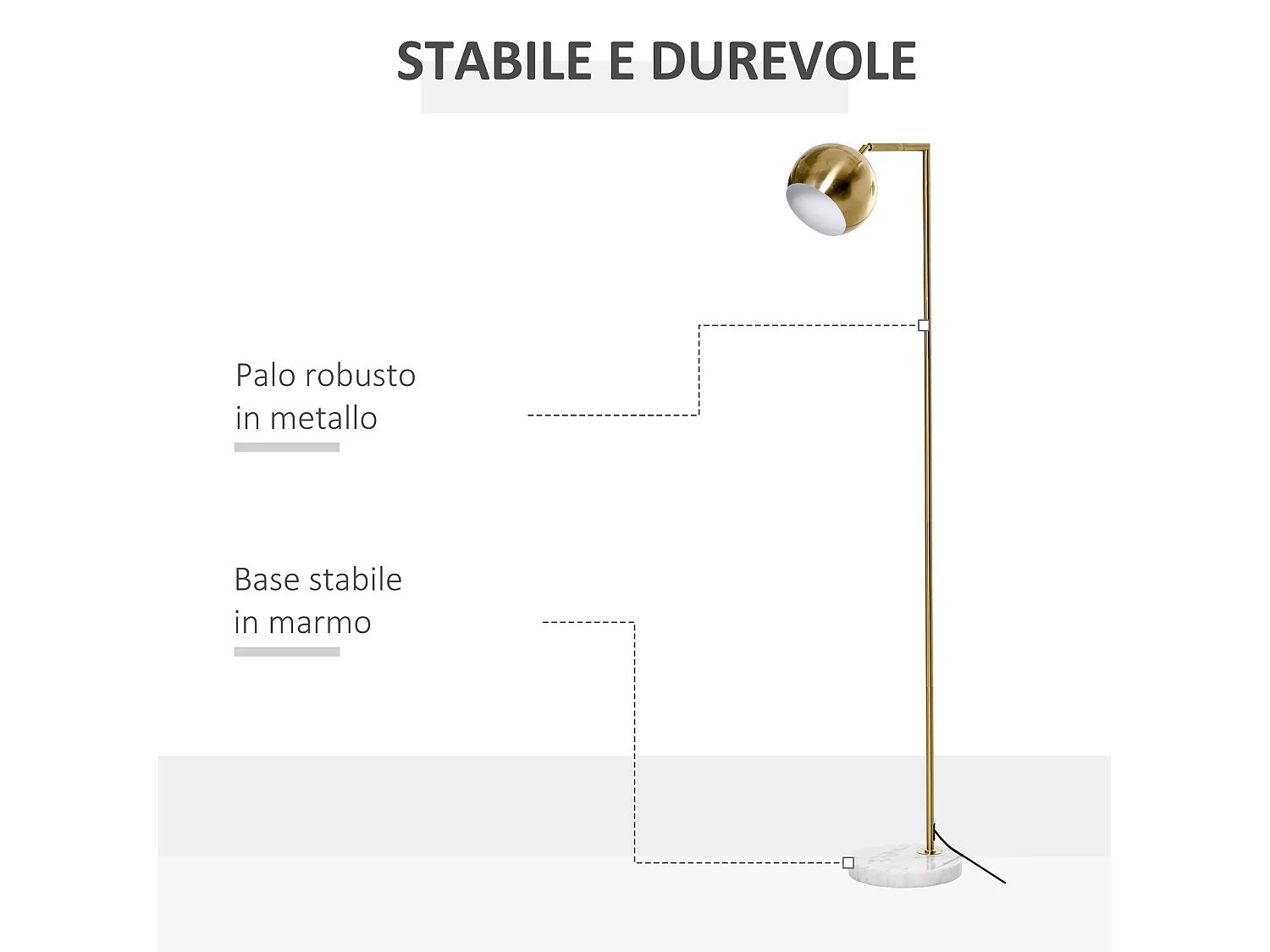 Lampada da terra moderna paralume regolabile vintage e27 40w