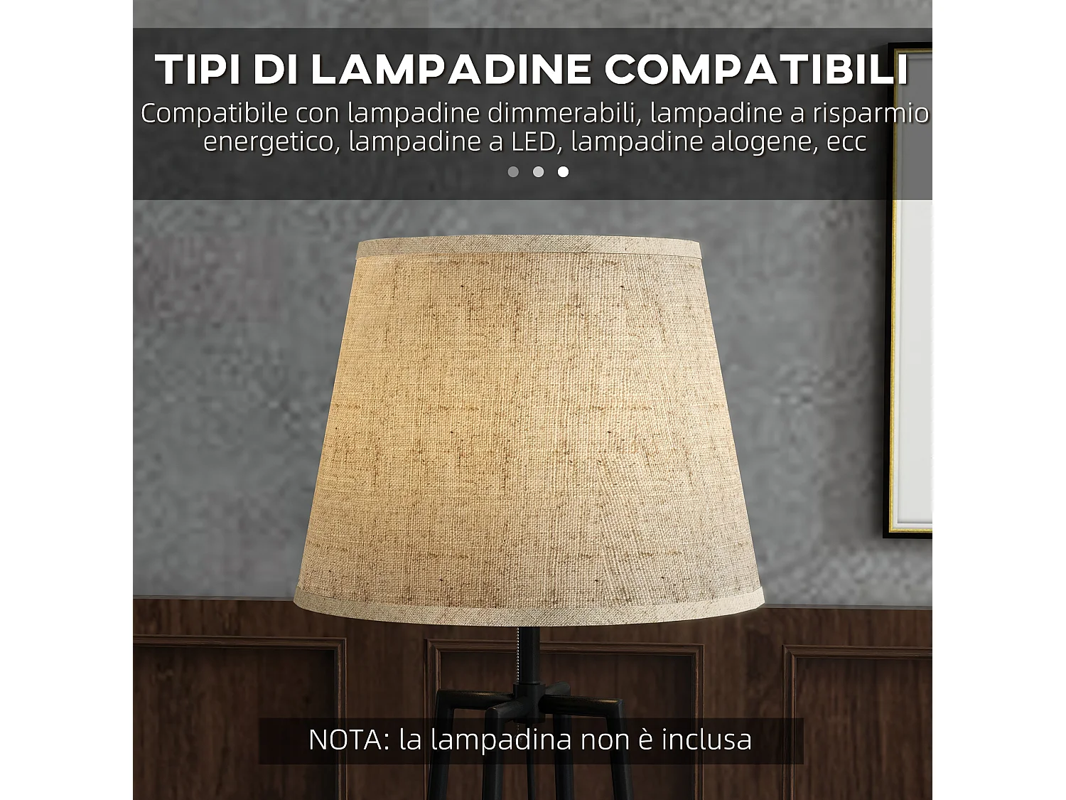 Lampada da terra a 2 ripiani con paralume in tessuto