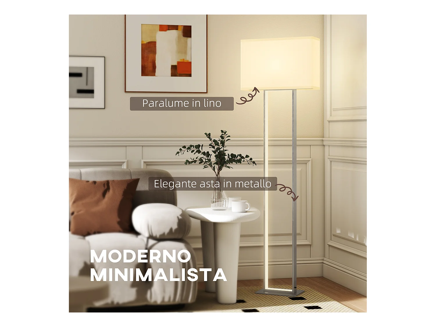 Lampada da terra con luminosità regolabile e interruttore a pedale