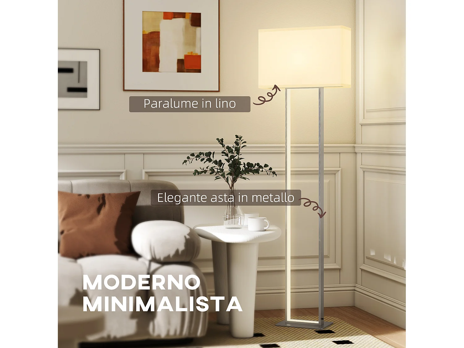 Lampada da terra con luminosità regolabile e interruttore a pedale