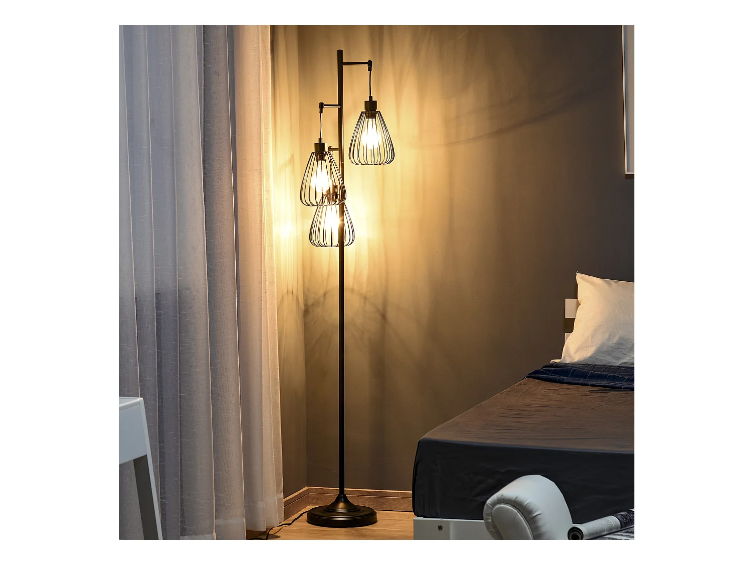 Lampada da terra design vintage industriale moderna in metallo nero