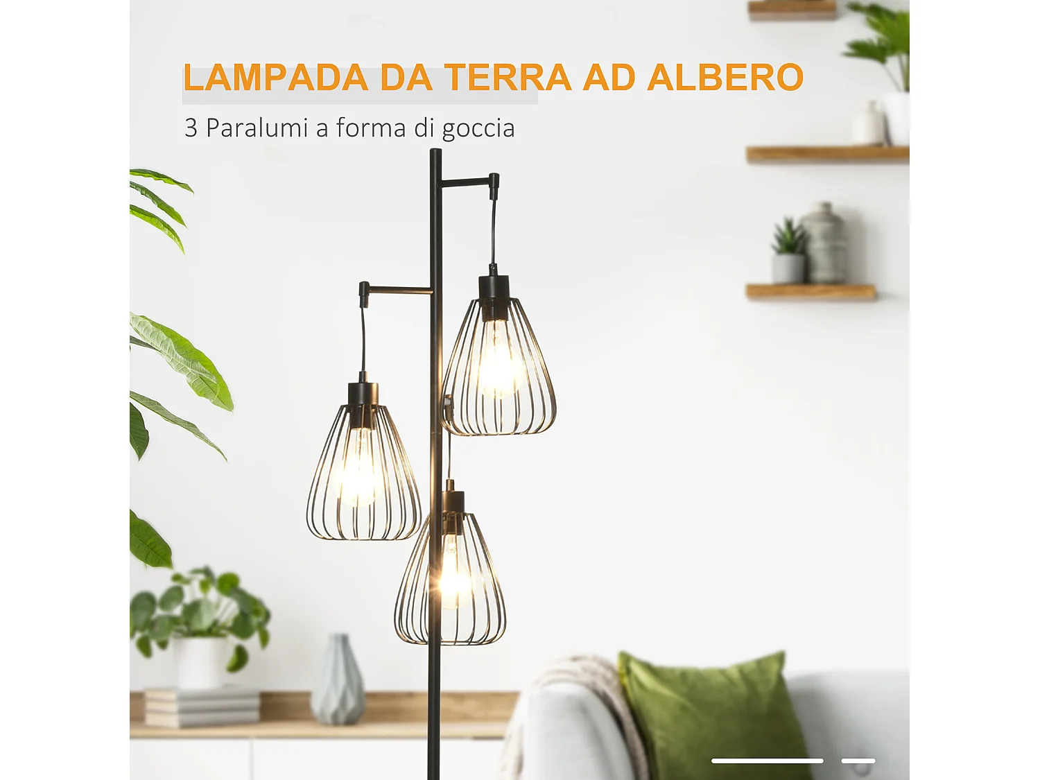 Lampada da terra design vintage industriale moderna in metallo nero