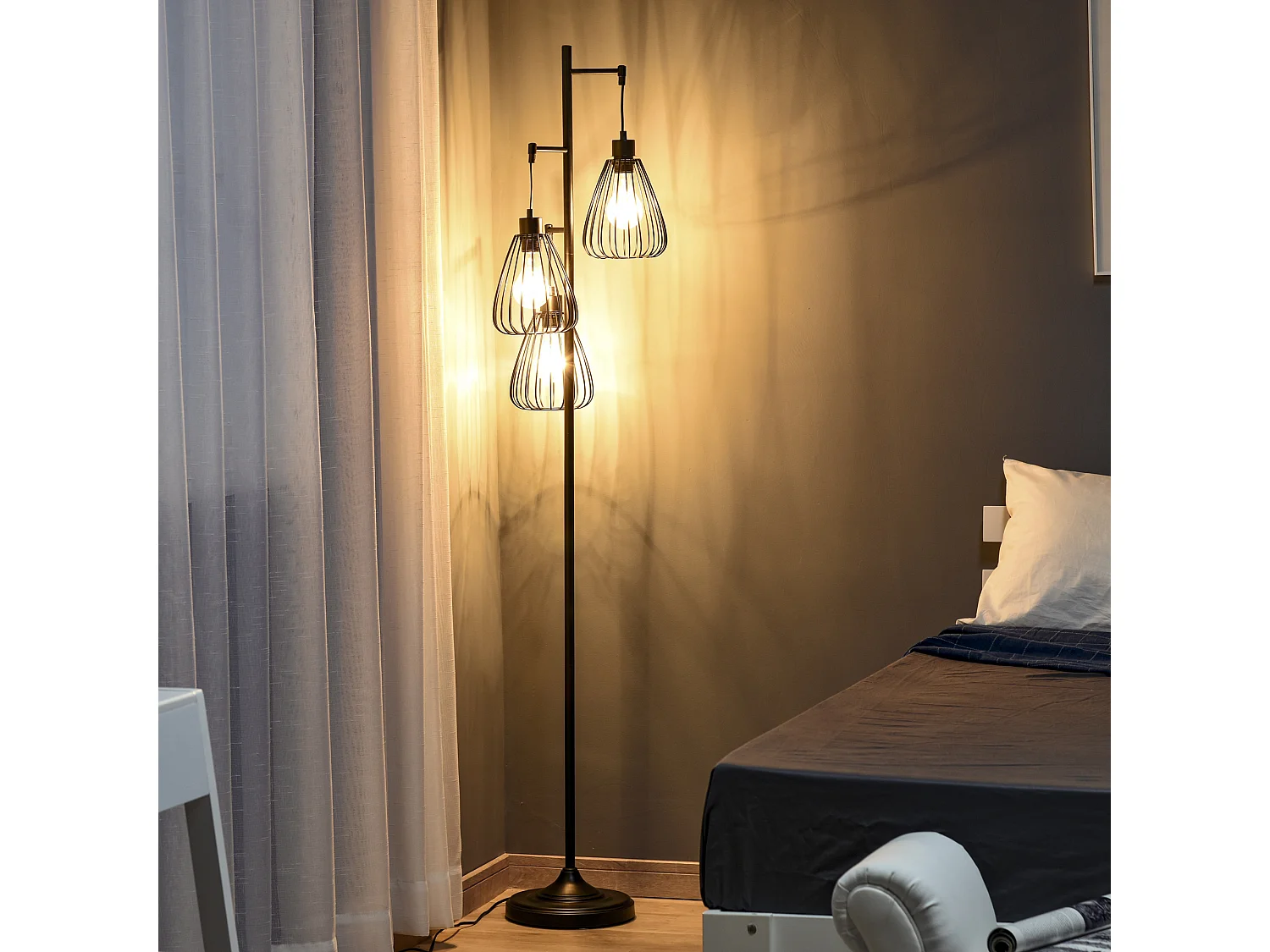 Lampada da terra design vintage industriale moderna in metallo nero