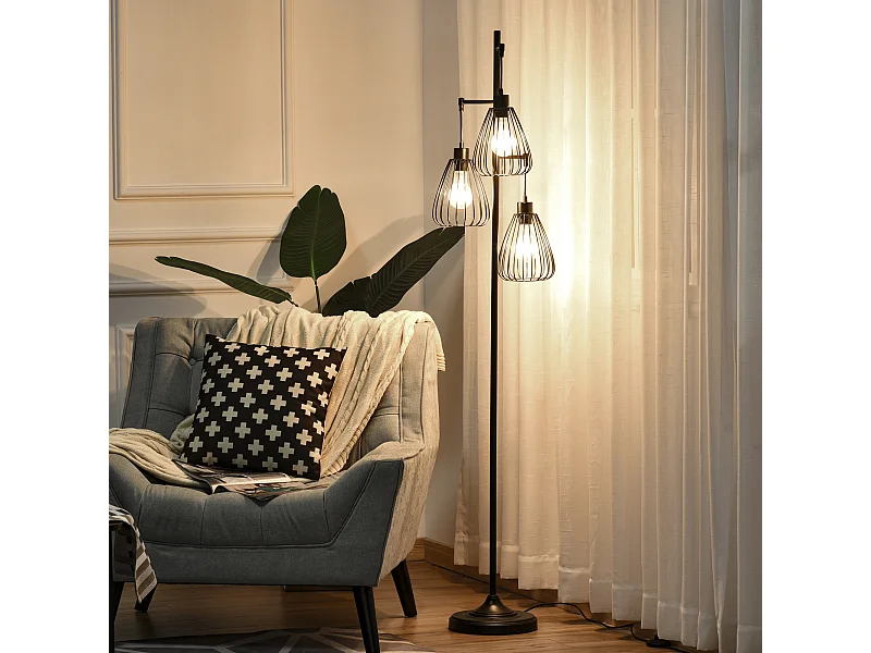 Lampada da terra design vintage industriale moderna in metallo nero