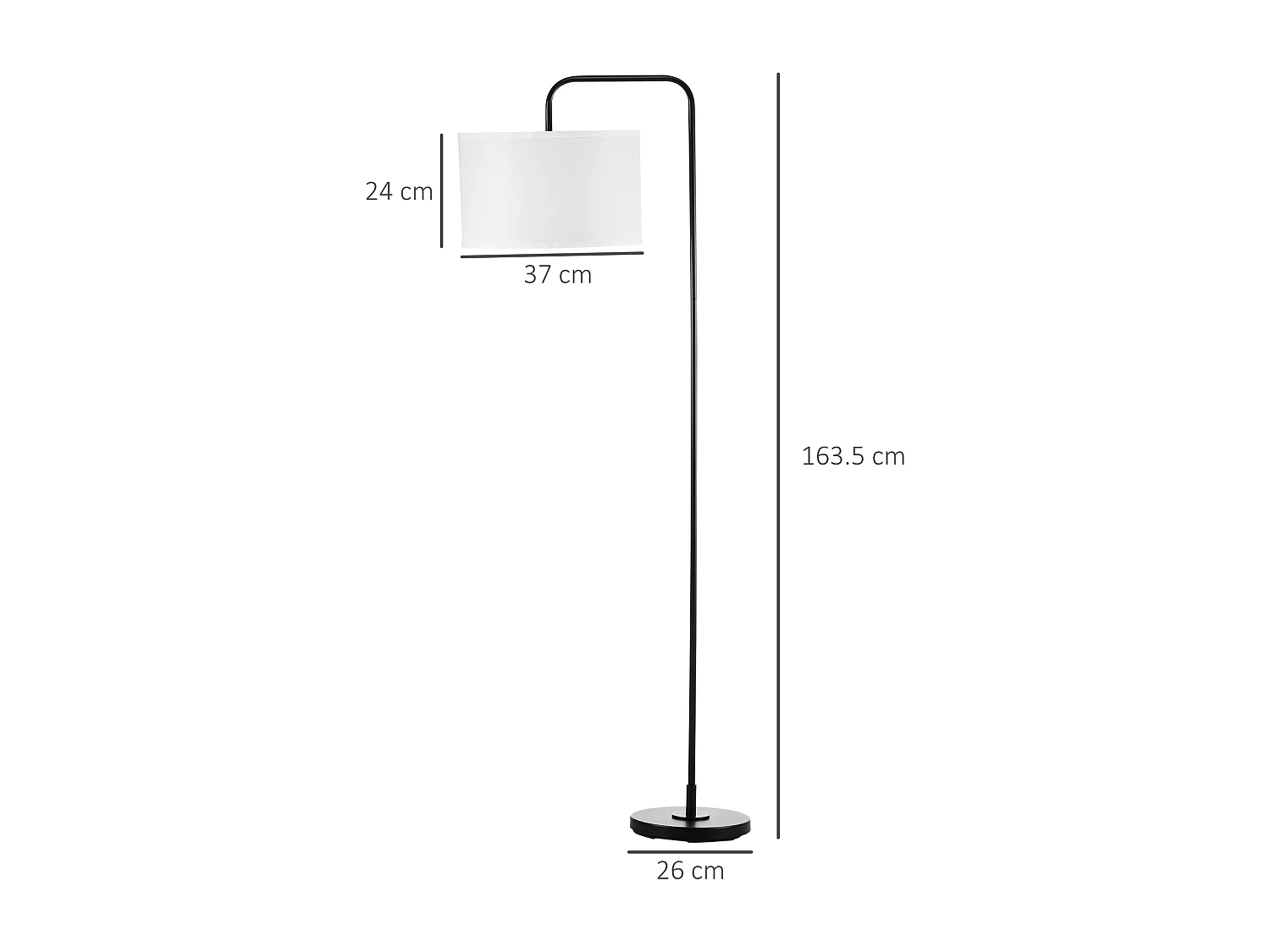 Lampada da terra moderna in acciaio e poliestere bianca e nera
