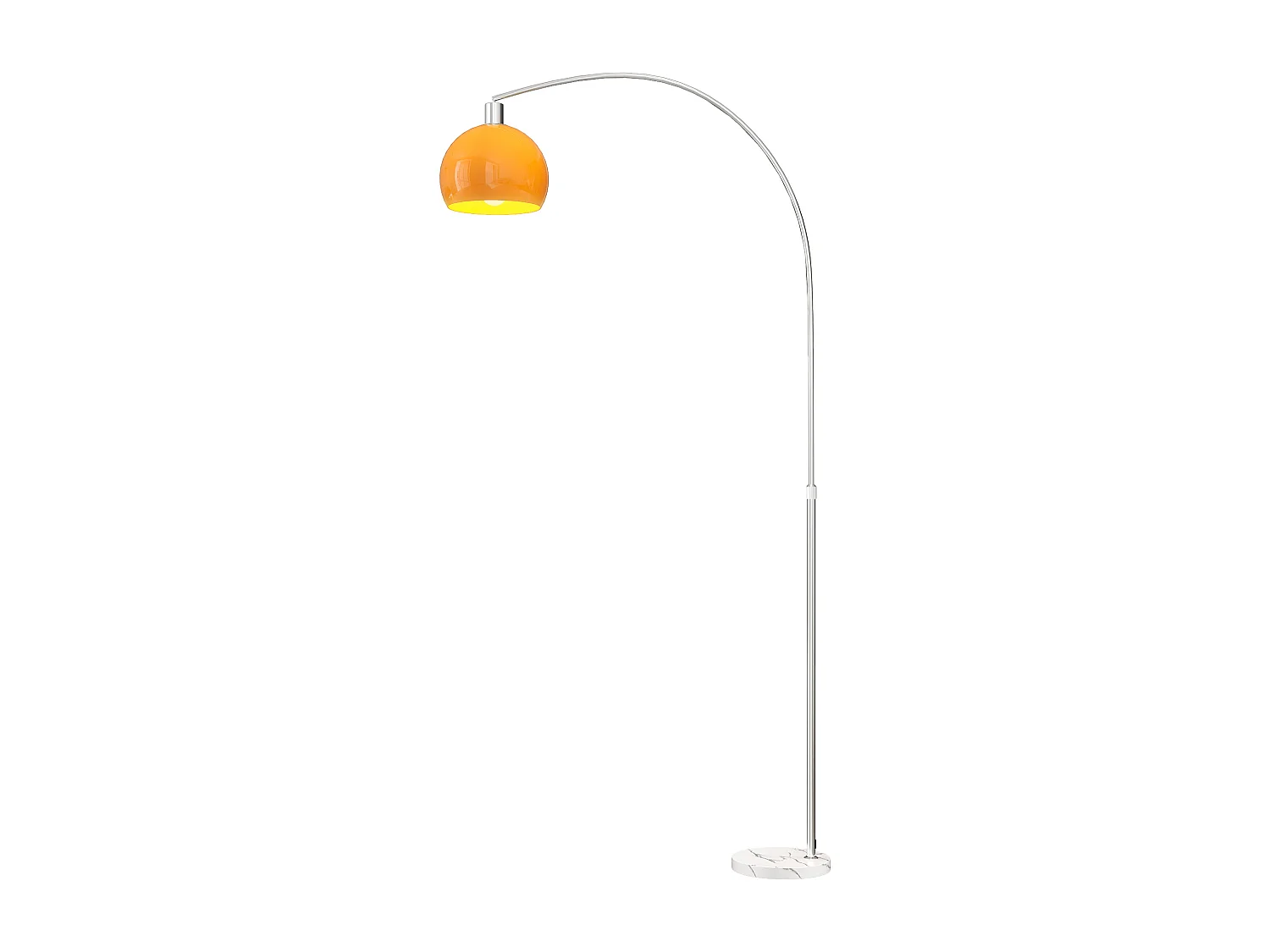 Lampada da terra ad arco con interruttore a pedale bianco e arancione