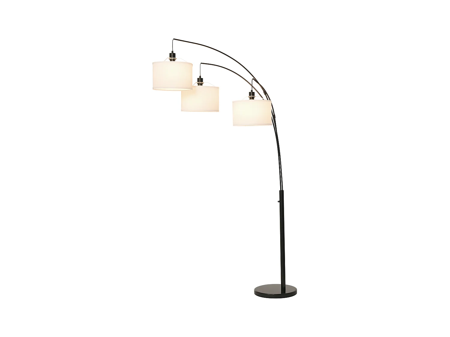 Lampada da terra con 3 luci e base in marmo in metallo nero e bianco