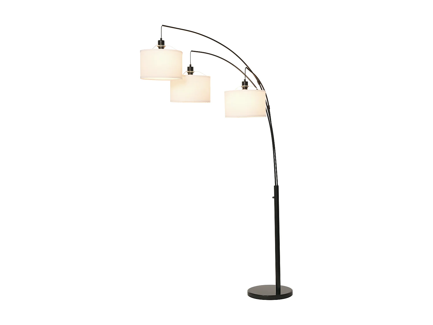 Lampada da terra con 3 luci e base in marmo in metallo nero e bianco