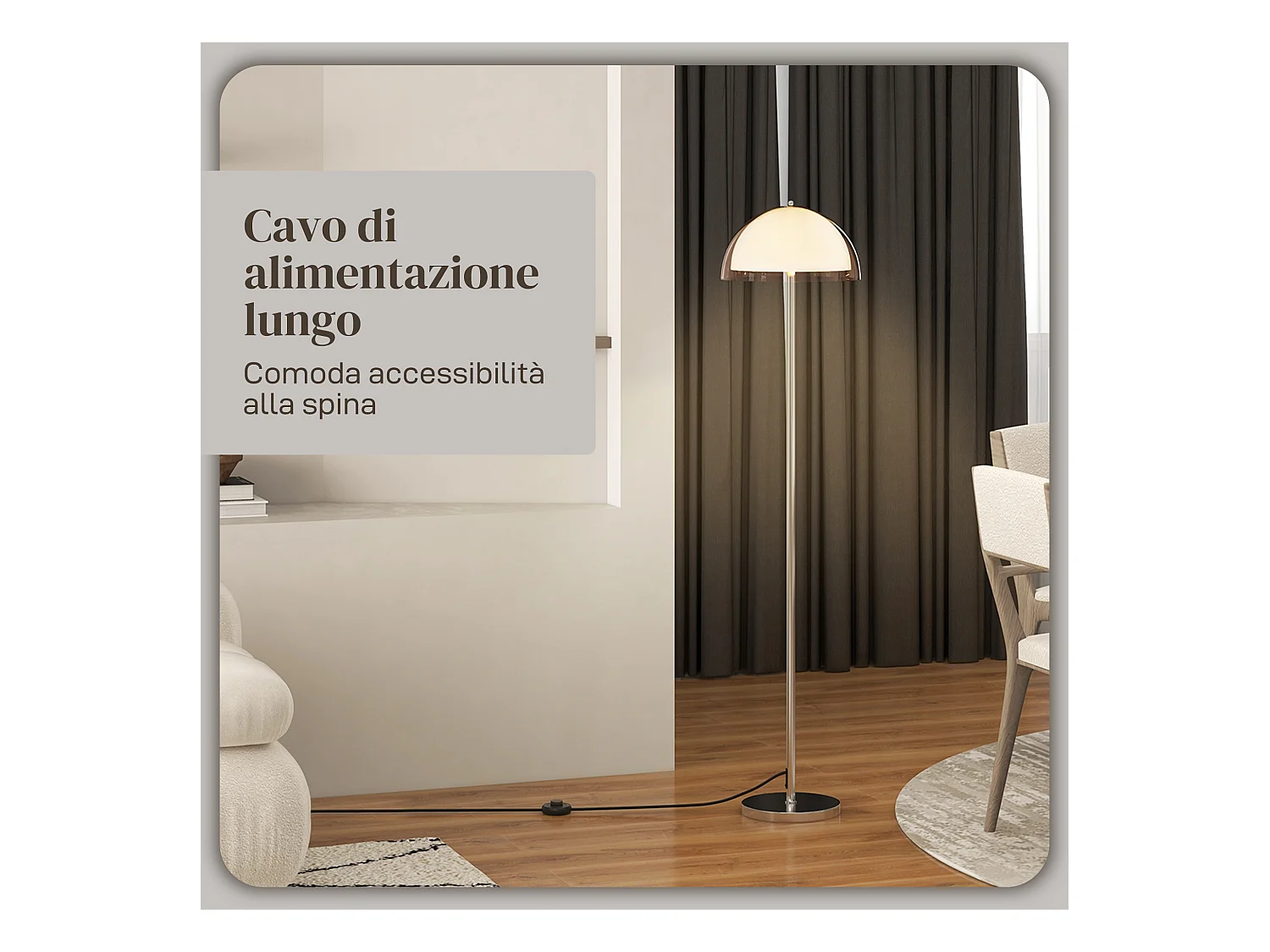 Lampada a piantana con paralume 2 strati in metallo e acrilico bianca