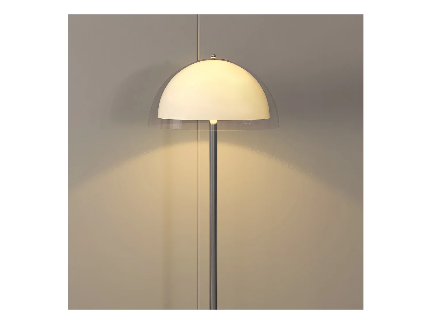 Lampada a piantana con paralume 2 strati in metallo e acrilico bianca