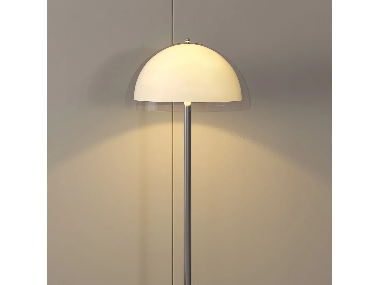 Lampada a piantana con paralume 2 strati in metallo e acrilico bianca