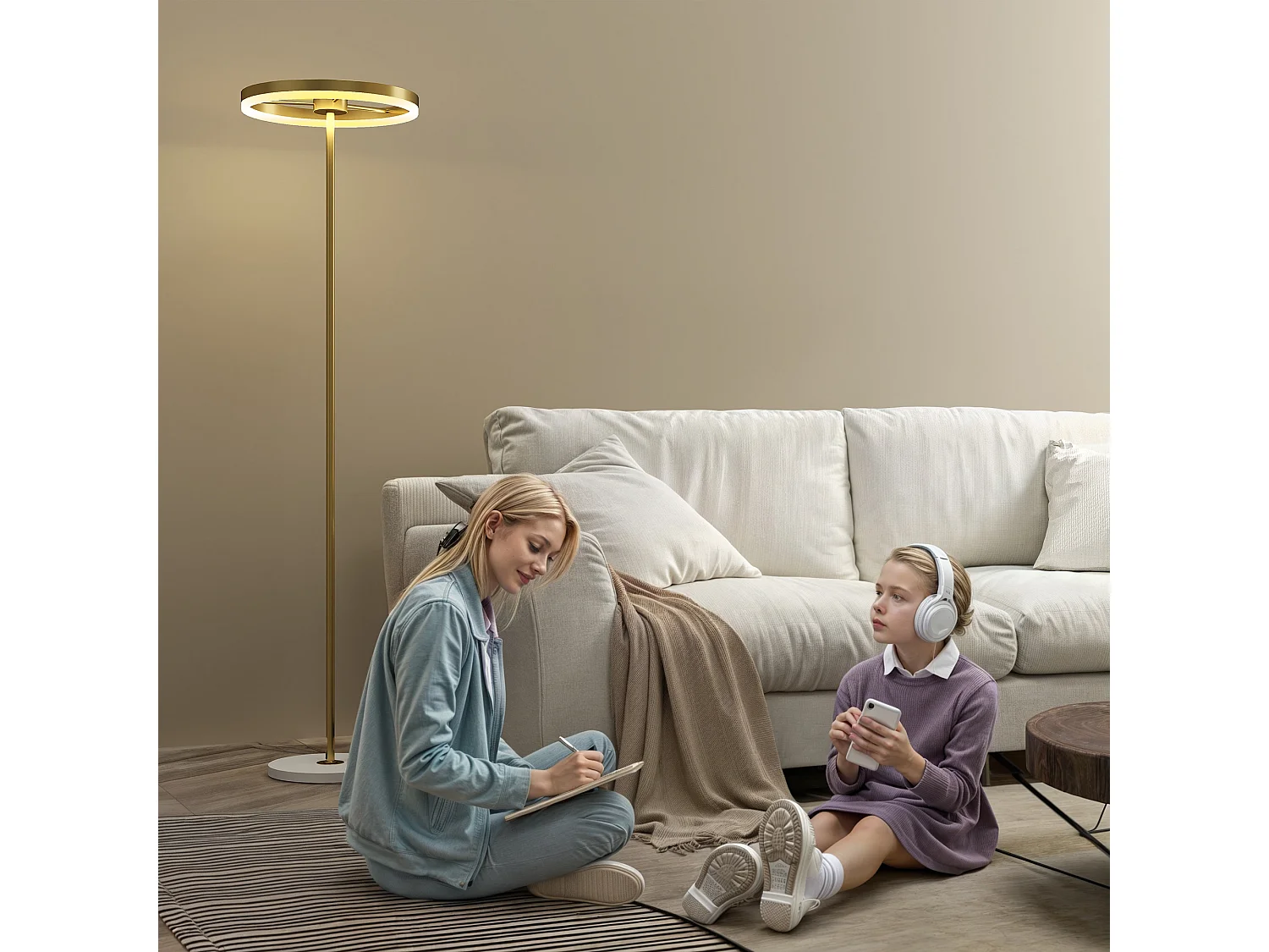 Lampada da terra con luce dimmerabile e 3 luminosità oro