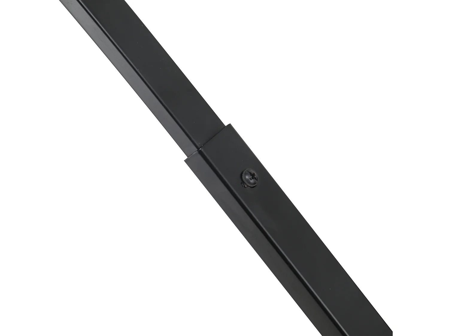 Lampada da terra con paralume in tessuto e base in metallo nera