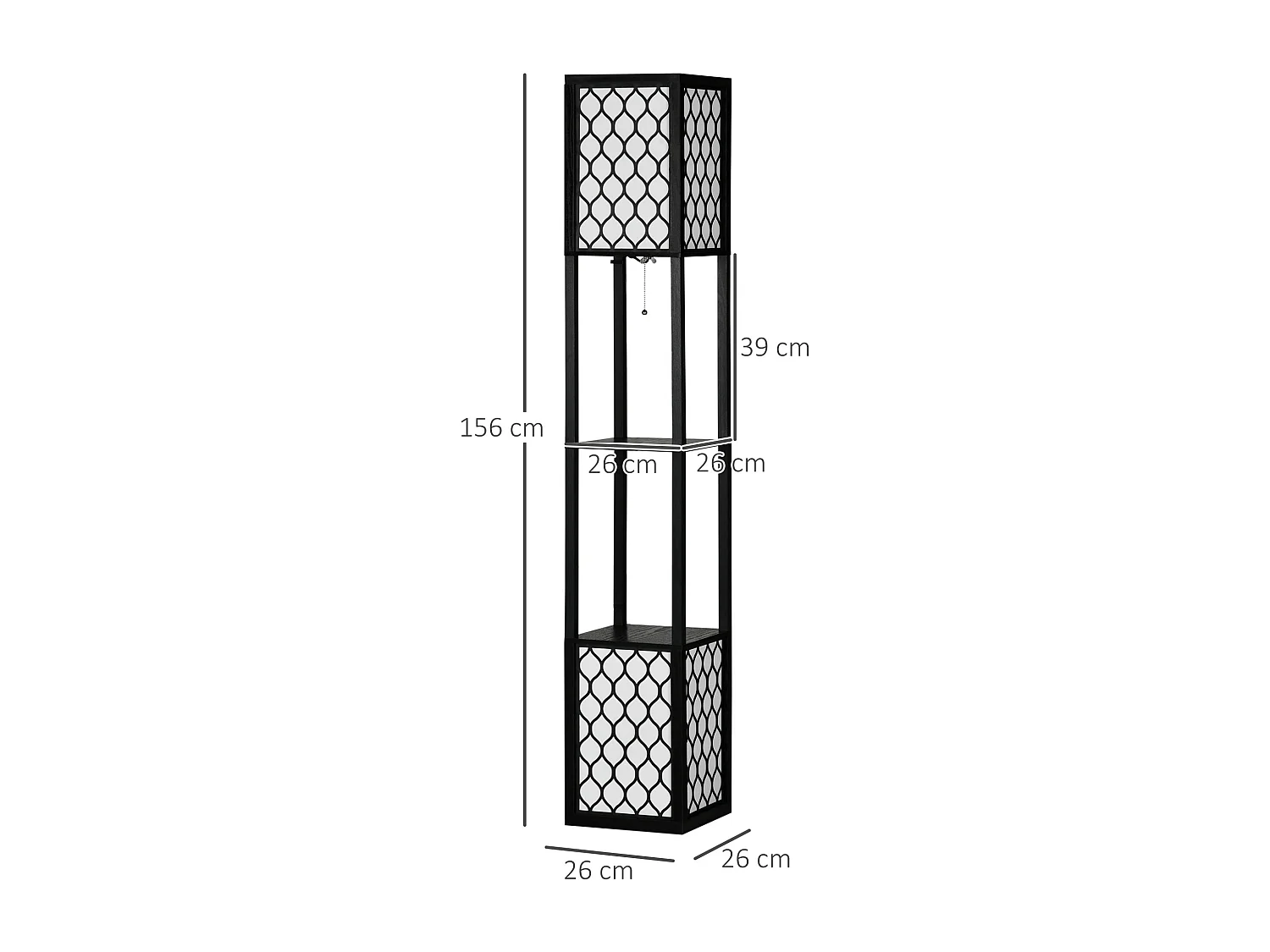 Lampada da terra a colonna in mdf e plastica pp con 2 ripiani