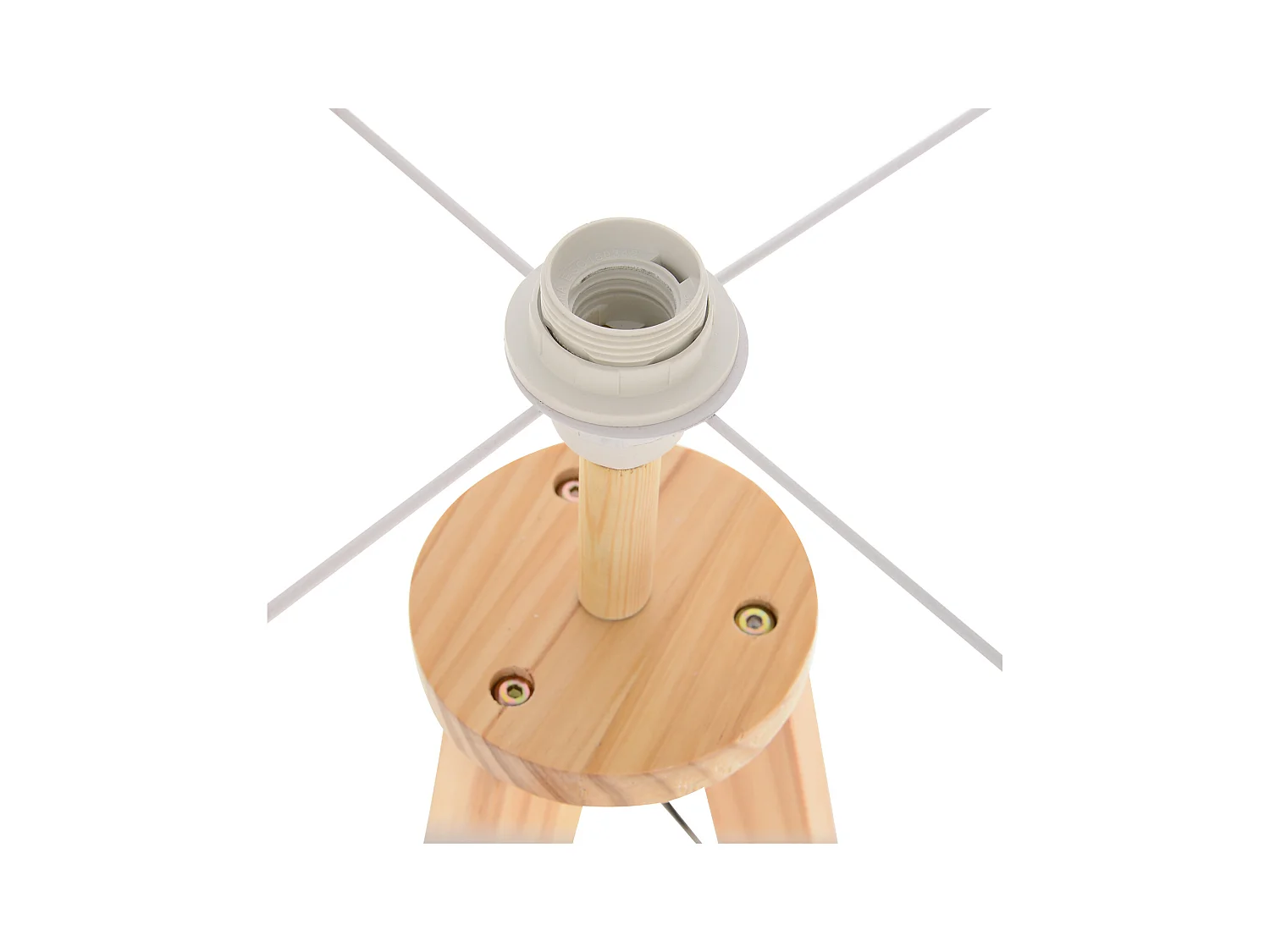 Lampada da terra con ripiano legno e paralume lino colore legno