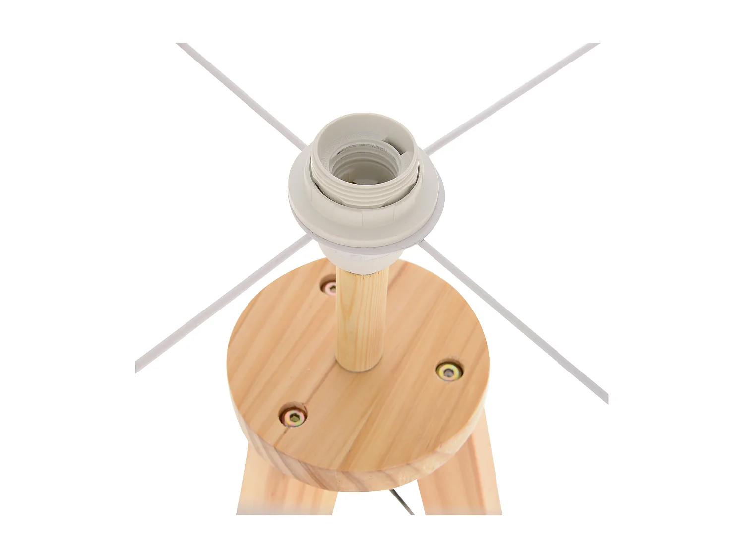 Lampada da terra con ripiano legno e paralume lino colore legno