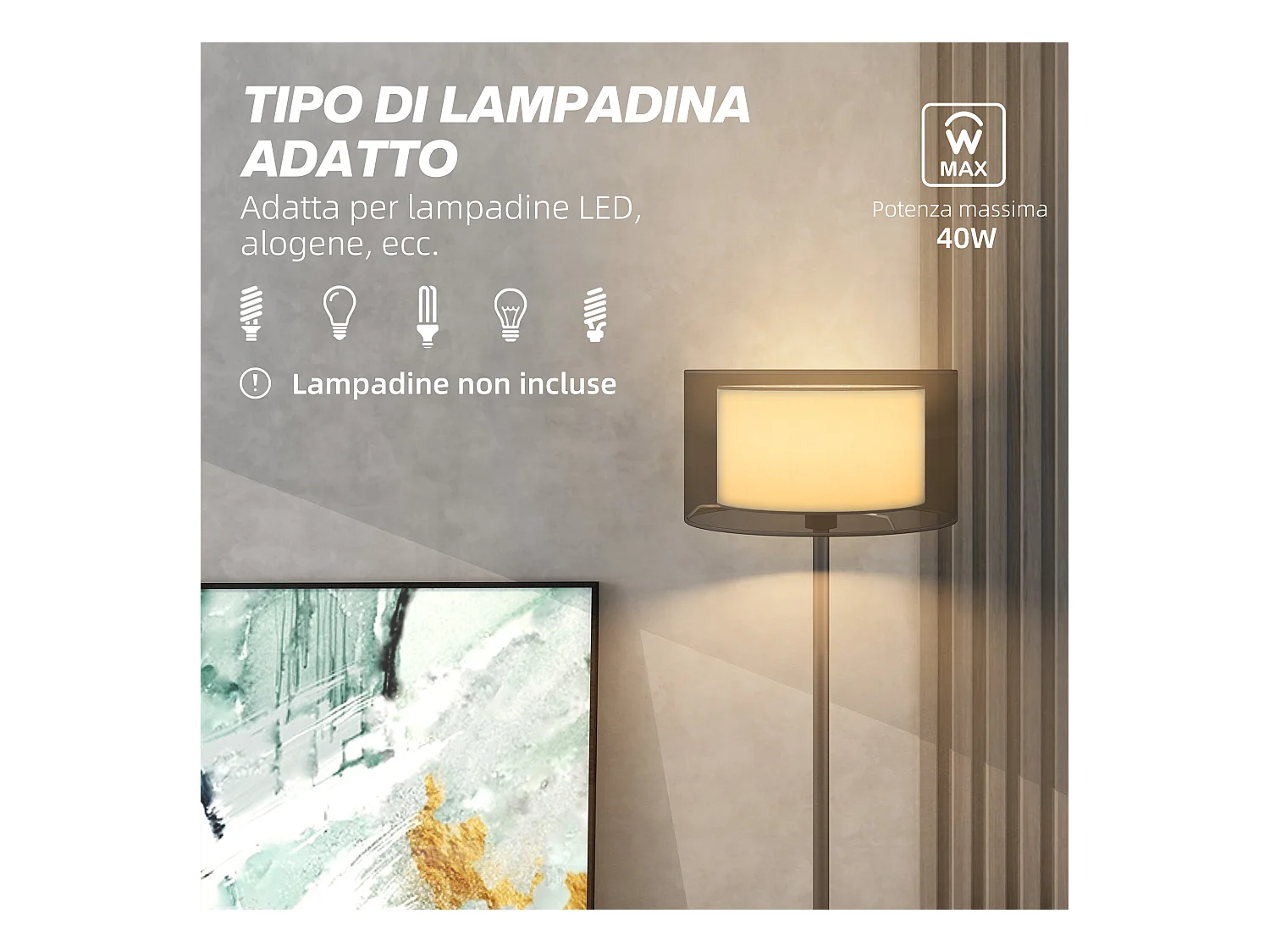 Lampada da terra moderna con doppio paralume e interruttore a pedale