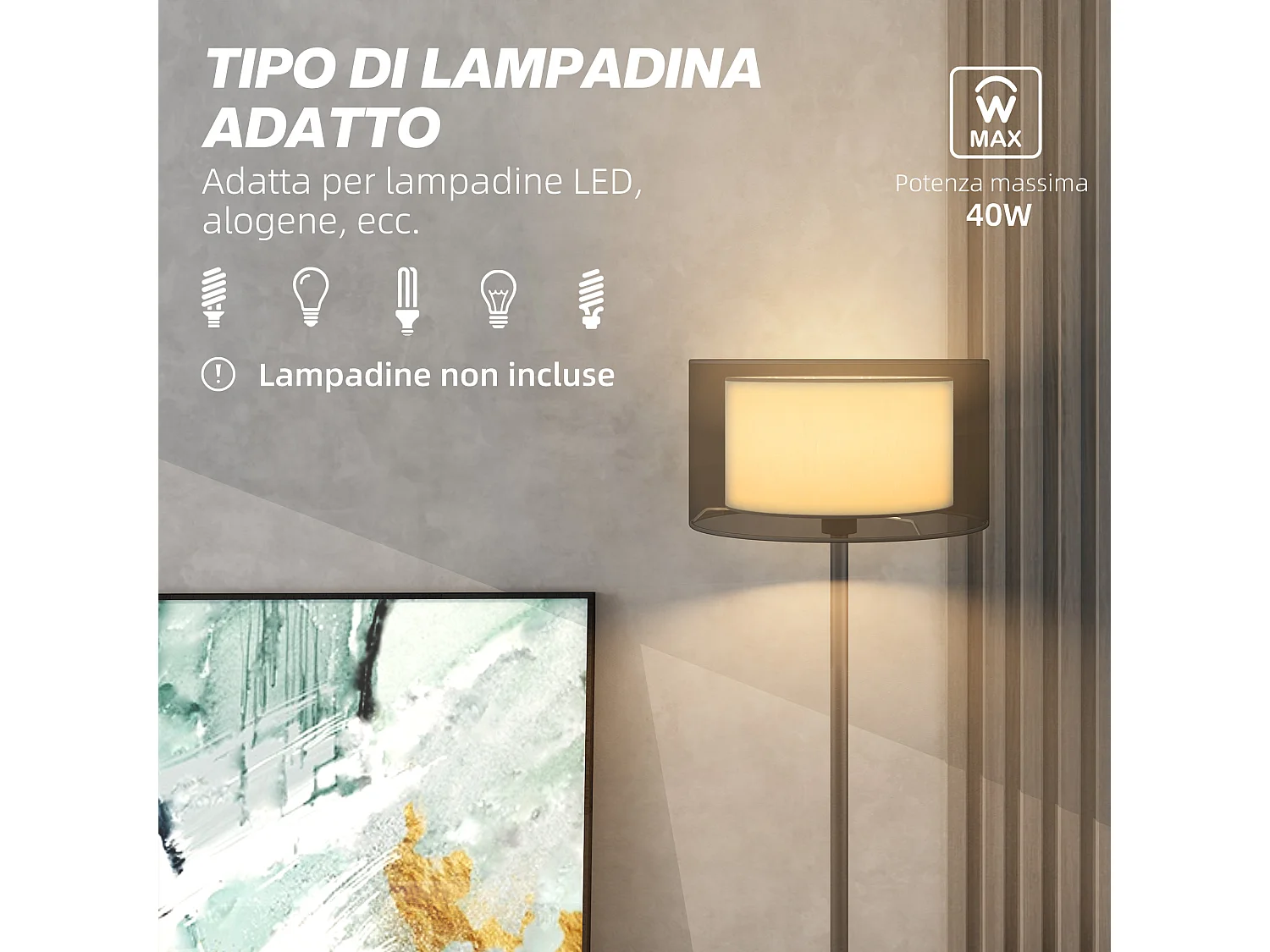 Lampada da terra moderna con doppio paralume e interruttore a pedale