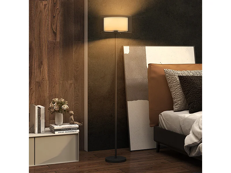 Lampada da terra moderna con doppio paralume e interruttore a pedale