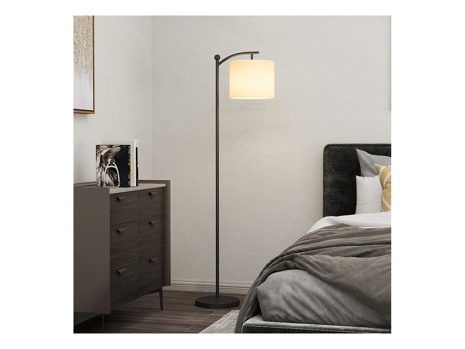 Lampada da terra led regolabile con telecomando e timer nero