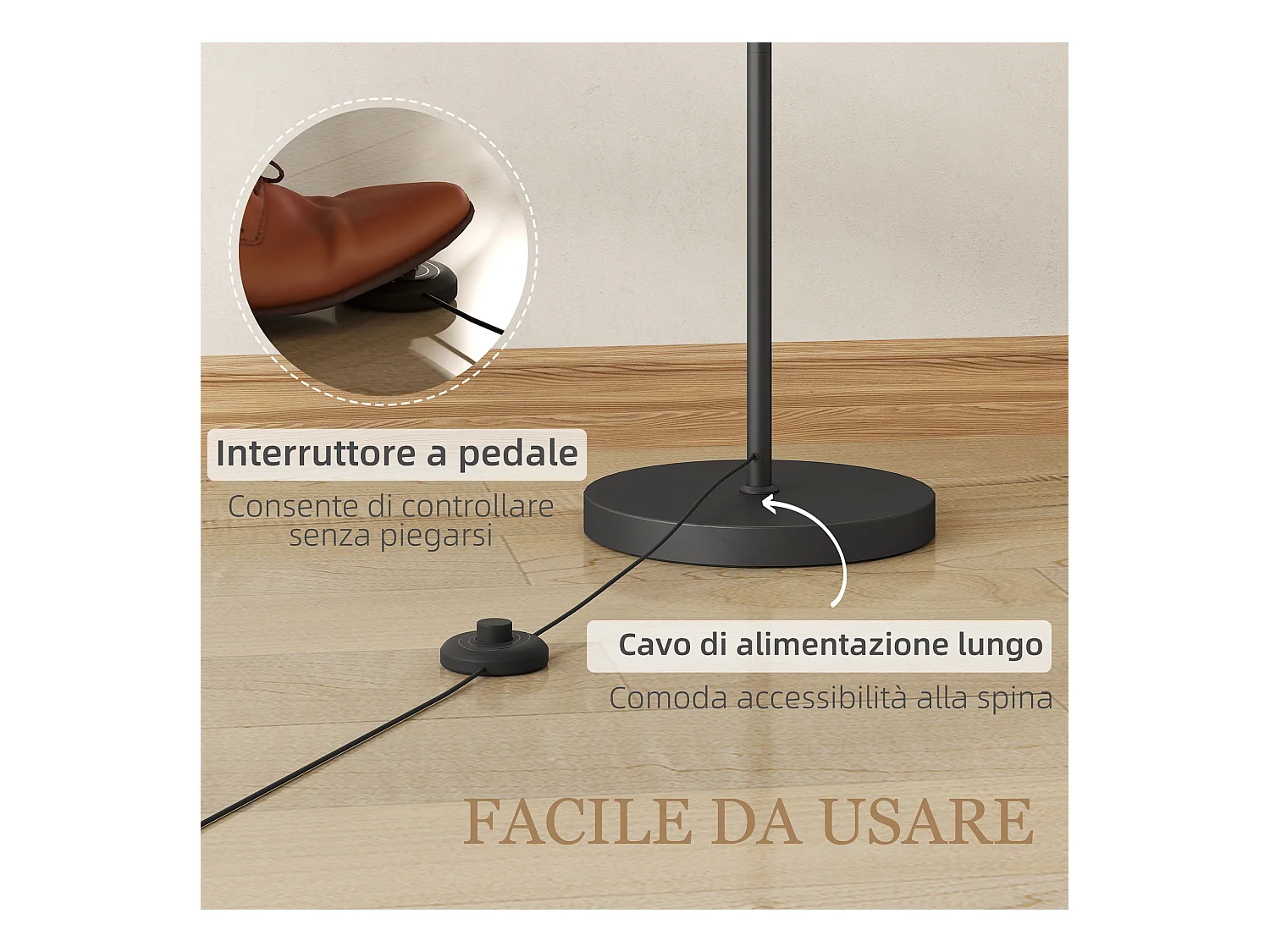 Lampada da terra led regolabile con telecomando e timer nero