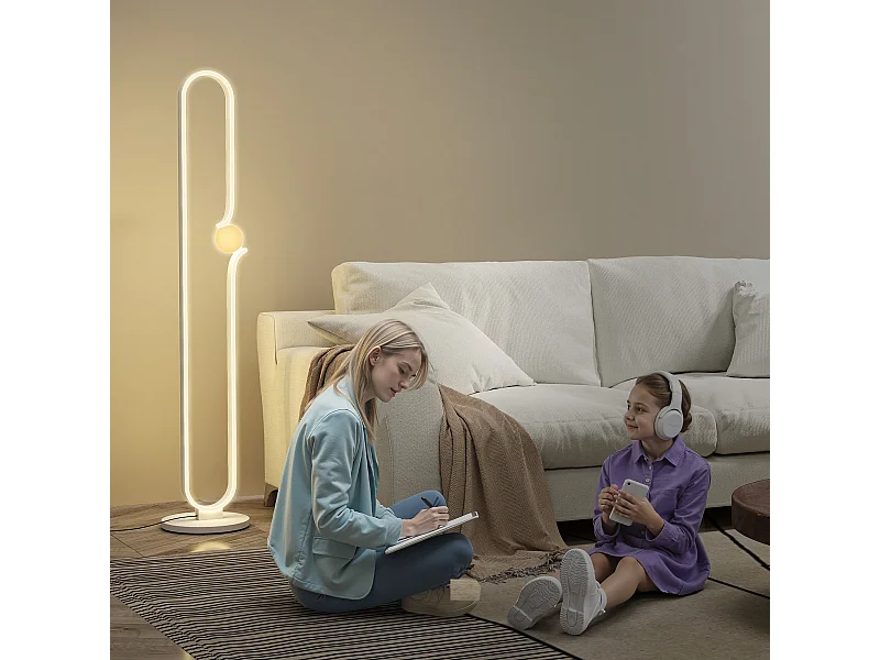 Lampada da terra a led regolabile a forma di nota musicale bianca