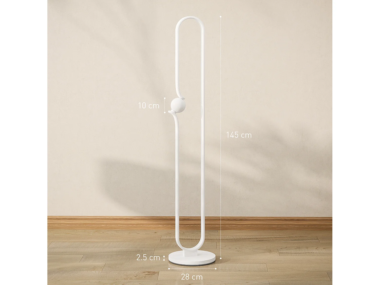 Lampada da terra a led regolabile a forma di nota musicale bianca