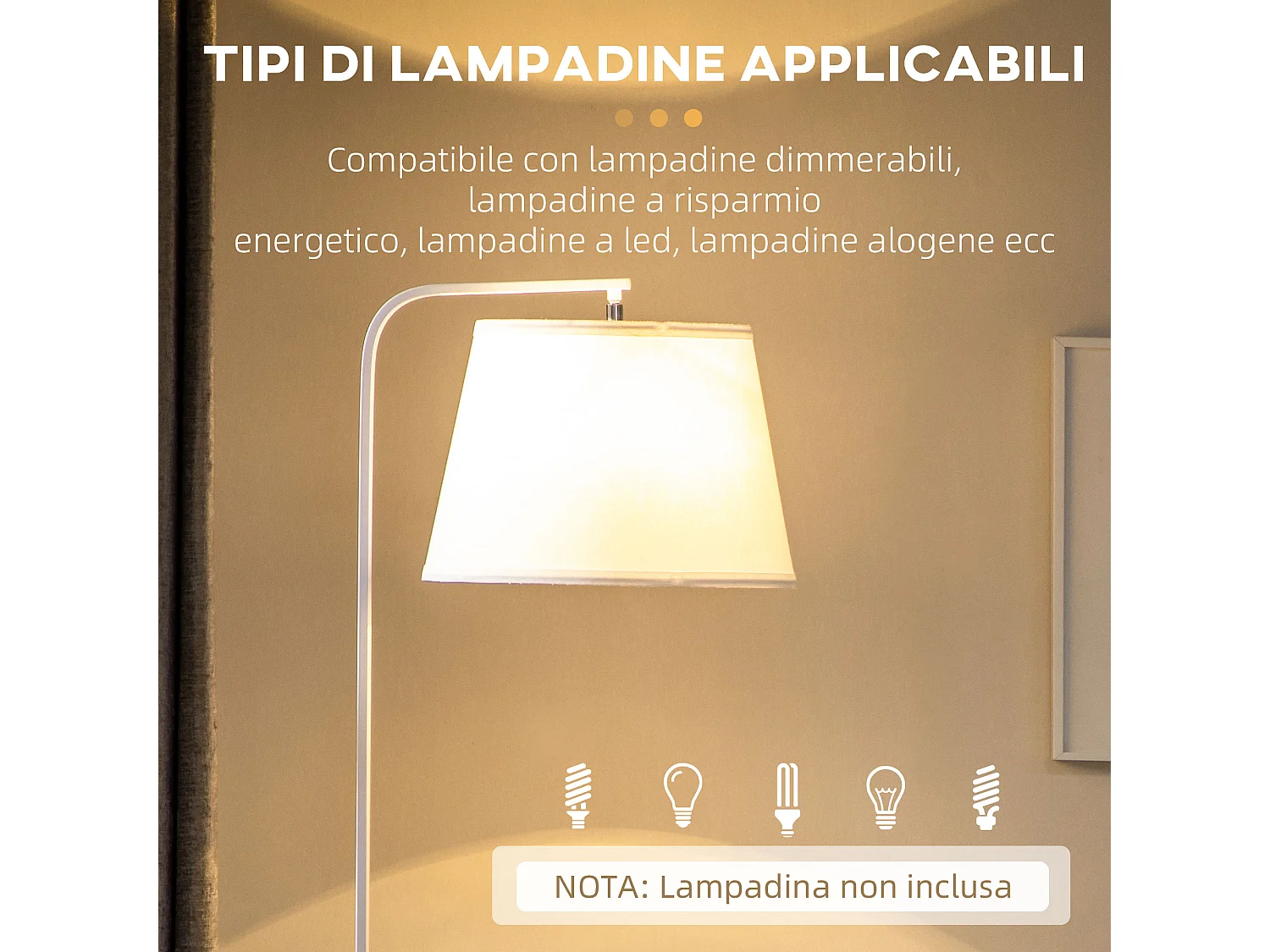 Lampada da terra con tavolino a 2 livelli per soggiorno camera