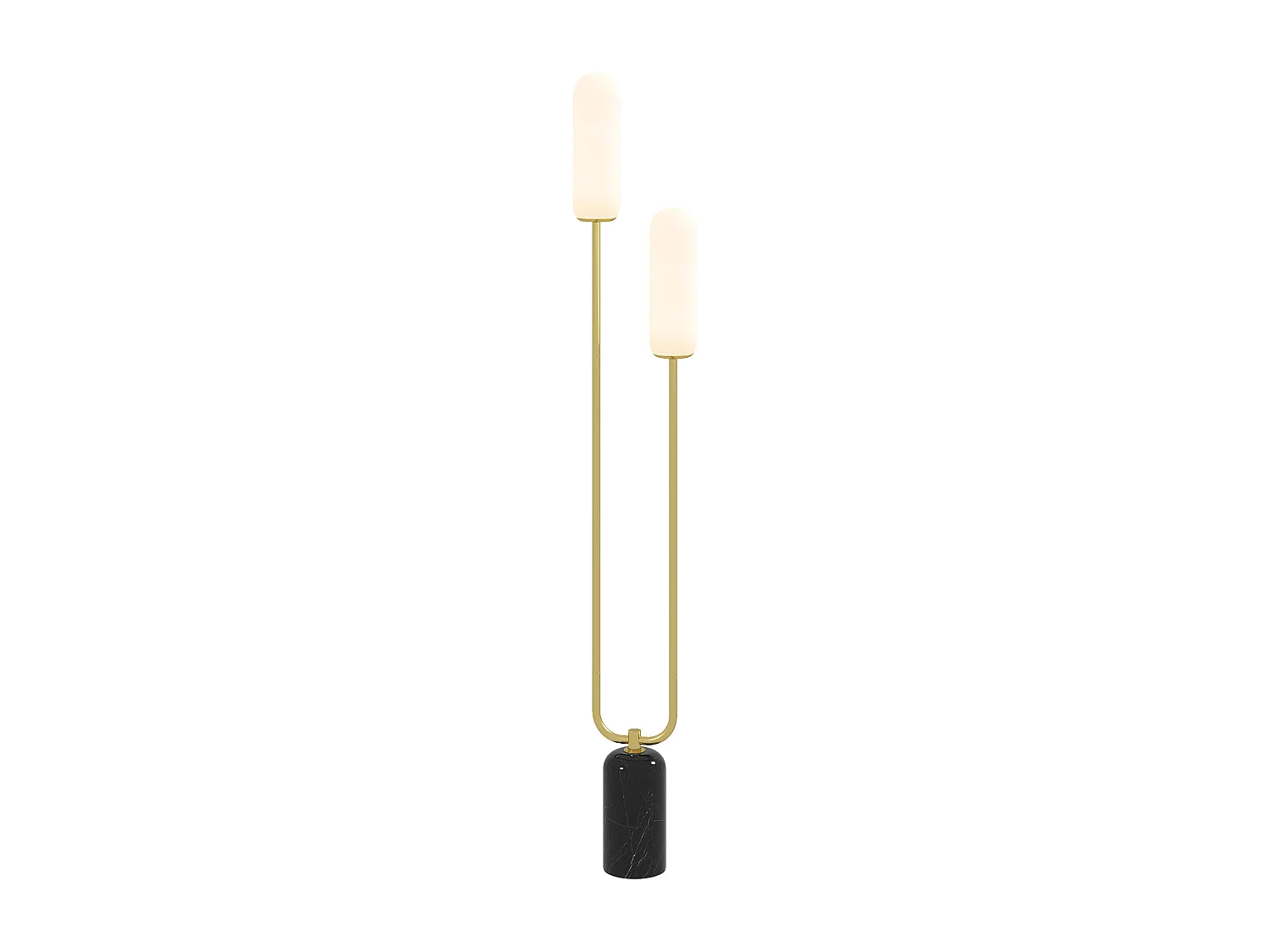 Lampada da terra a u con 2 luci interruttore a pedale bianco nero oro