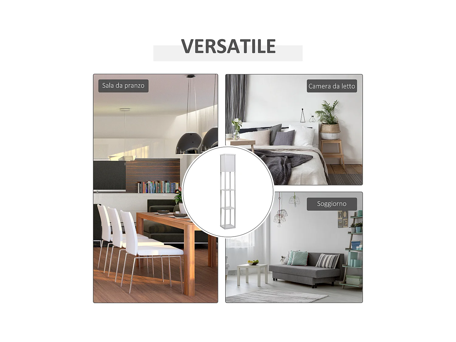 Lampada Moderna Potenza 40W Attacco E27 3 Mensole Integrate