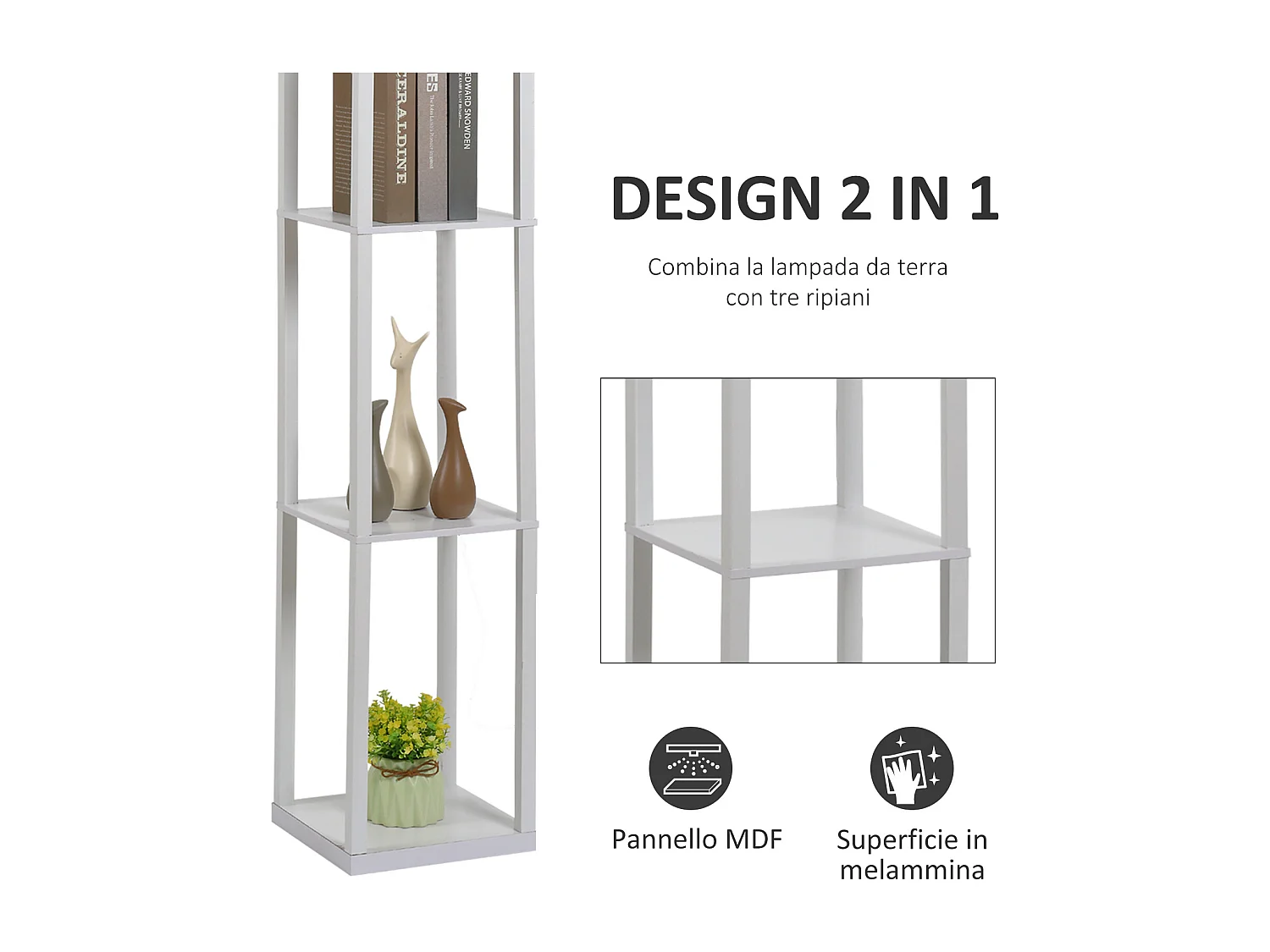 Lampada Moderna Potenza 40W Attacco E27 3 Mensole Integrate