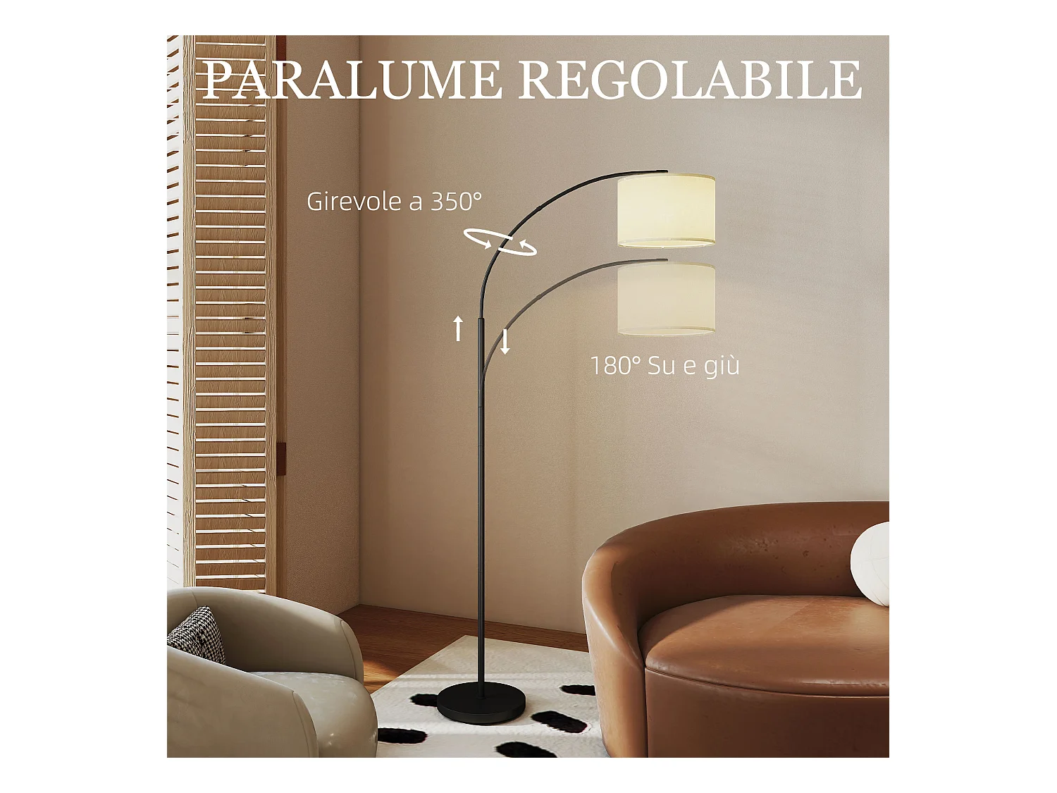 Lampada da terra led regolabile girevole con telecomando e timer nero