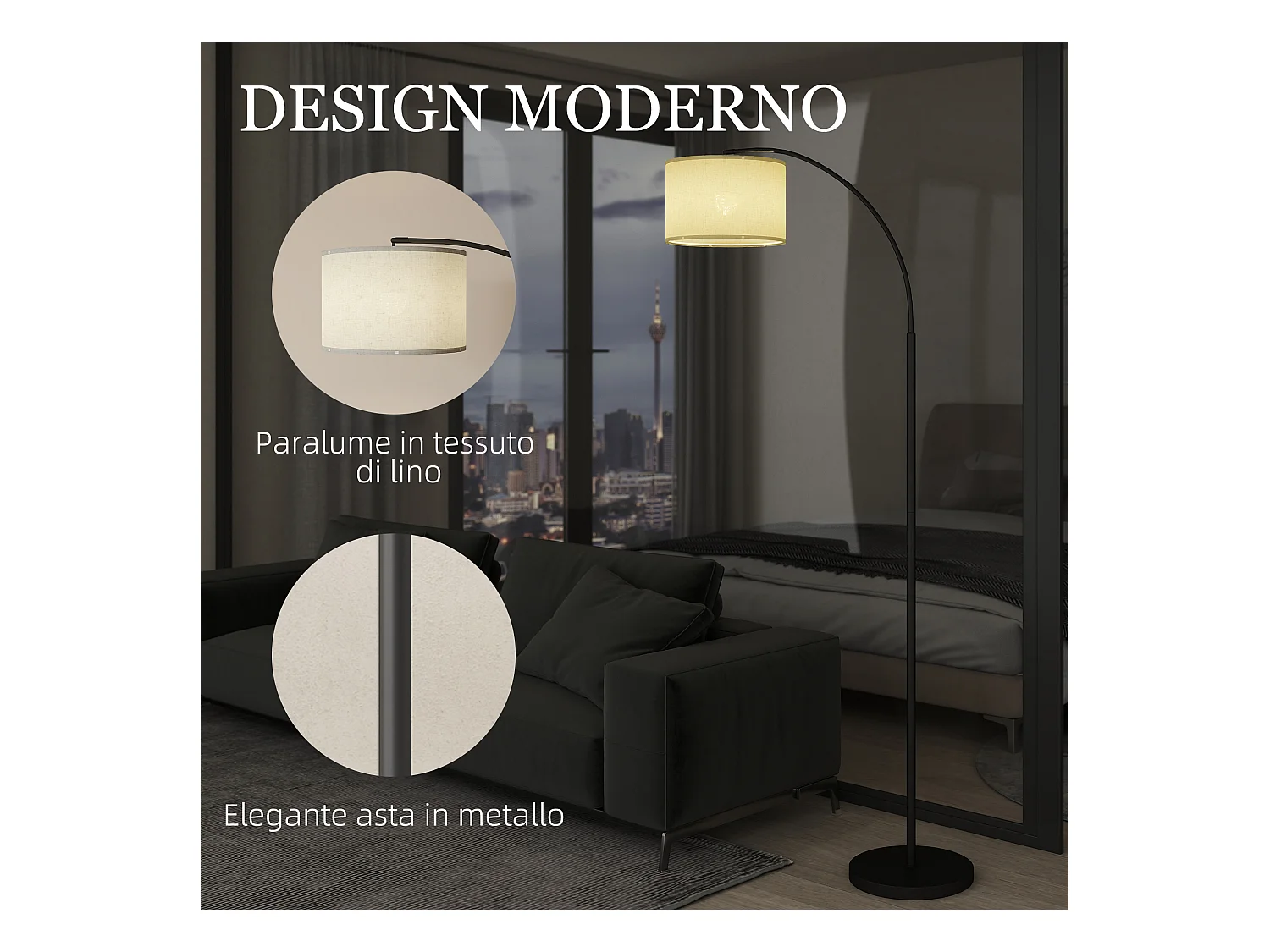 Lampada da terra led regolabile girevole con telecomando e timer nero