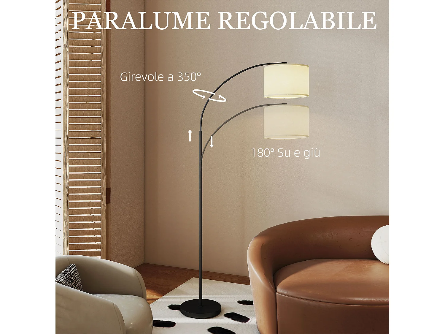 Lampada da terra led regolabile girevole con telecomando e timer nero