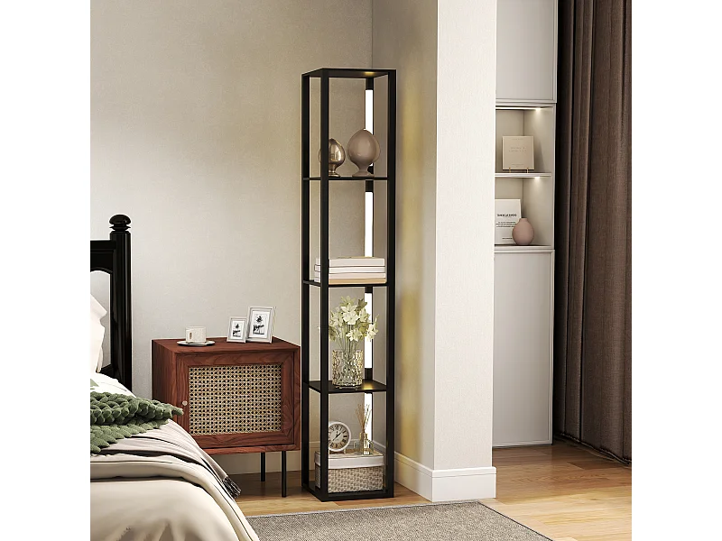 Lampada da terra con 4 ripiani e 3 livelli di luminosità nero