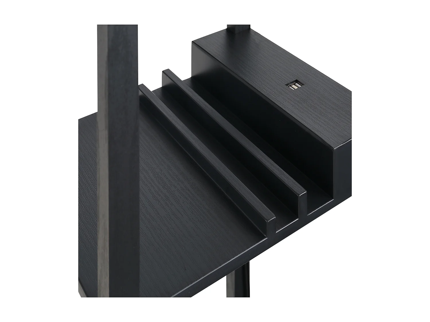 Lampada da terra elegante con 3 mensole e 2 porte usb in mdf nero