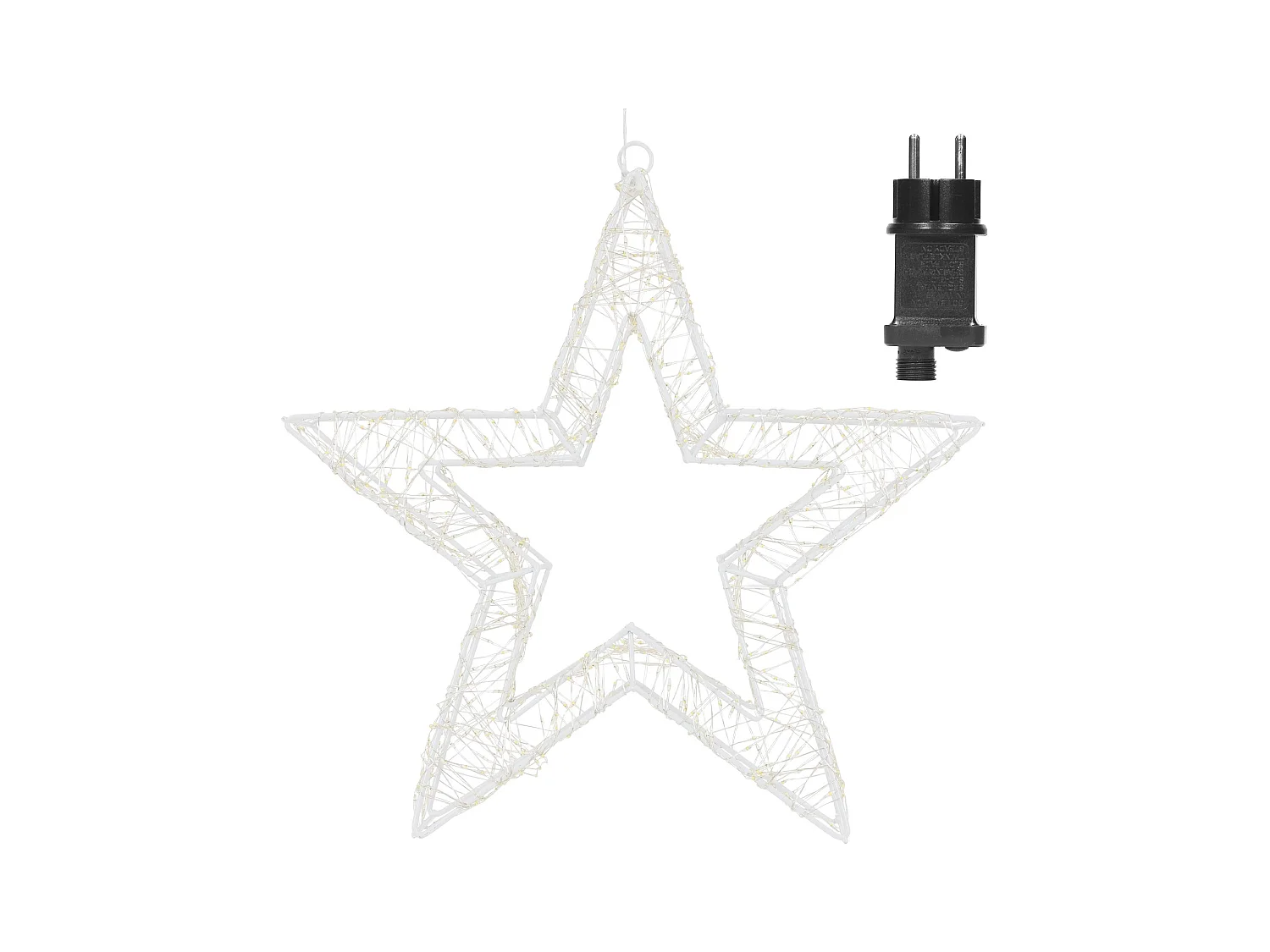 ECD Germany Estrella de Navidad 38cm blanca con 960 luces LED bl. cálido para interior/exterior con temporizador decoración luminosa adorno colgante