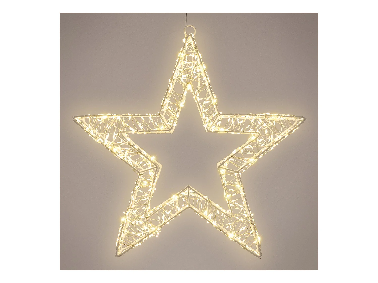 ECD Germany Estrella de Navidad 38cm blanca con 960 luces LED bl. cálido para interior/exterior con temporizador decoración luminosa adorno colgante