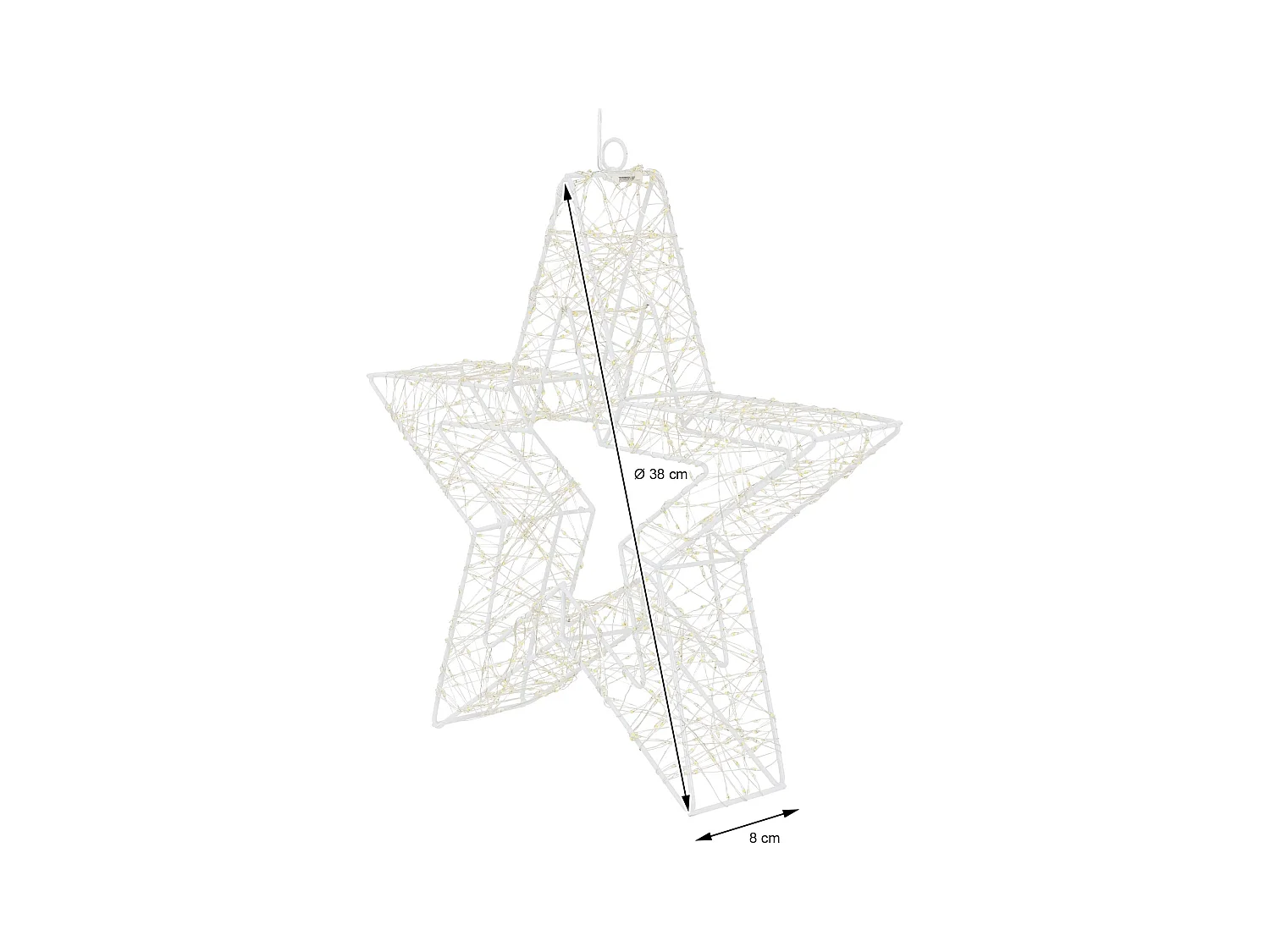 ECD Germany Estrella de Navidad 38cm blanca con 960 luces LED bl. cálido para interior/exterior con temporizador decoración luminosa adorno colgante