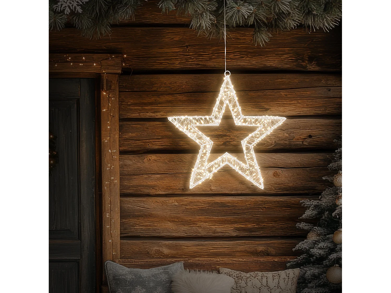 ECD Germany LED-Weihnachtsstern 38cm 960LED Warmweiß, Timer, Innen/Außen, IP44 Wetterfest, Metall Leuchtstern Drahtstern Weihnachtsdeko Fensterdeko