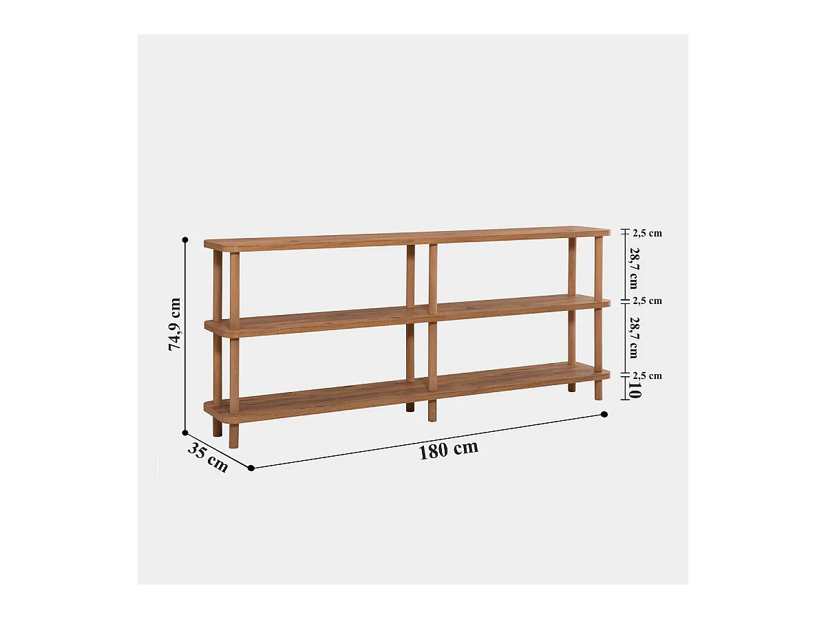 Etagère 6 tablettes décor pin atlantique L180 cm - ZEN