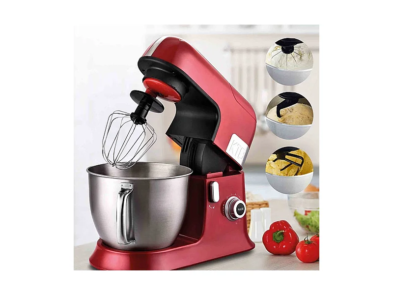 Kitchencook - Robot Pétrin 6,5l Avec Blender - 1300w - 10 Vitesses+pulse - Mouvement Planétaire - Bol En Acier - Kit Pâtisserie