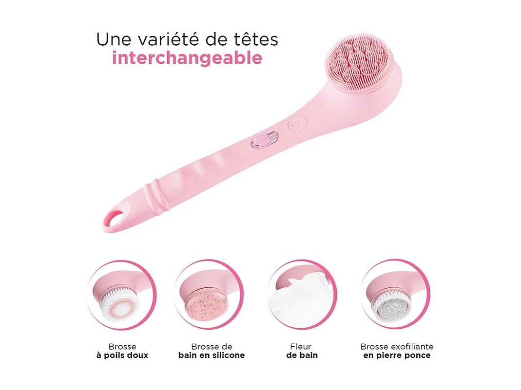 Brosse De Douche électrique Rose Sans Fil 4en1 Cleanbody Yoghi