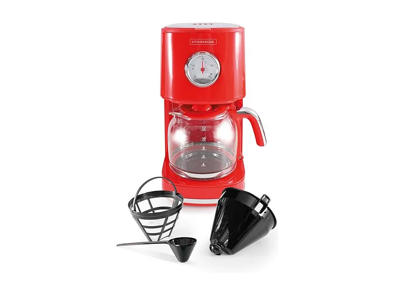 Kitchencook - Cafetière Filtre Rétro 1,5l - Filtre Réutilisable Nylon - Arrêt Automatique - Maintien Au Chaud