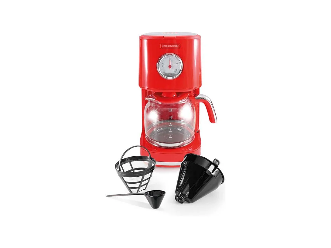 Kitchencook - Cafetière Filtre Rétro 1,5l - Filtre Réutilisable Nylon - Arrêt Automatique - Maintien Au Chaud
