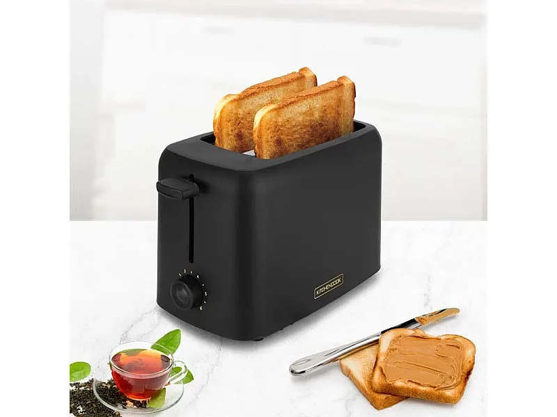 Kitchencook - Matt_toast - Noir Mat - Grille-pain 2 Larges Fentes - 6 Niveaux - 650 W