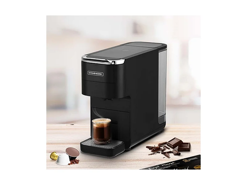 Kitchencook - Machine à Café - Multi Dosettes Et Moulu - 20 Bars - Préchauffage Rapide - Panneau Digital - Indication Led - Noir