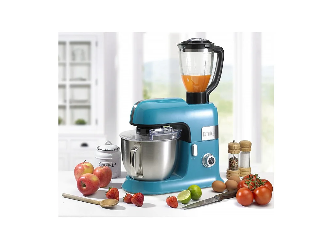 Robot Pétrin Avec Blender En Verre Et Accessoires En Teflon Expertxl Bleu Kitchencook