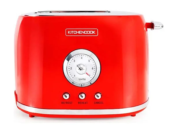 Grille Pain Style Rétro Double Fentes Retro Toast Rouge Kitchencook